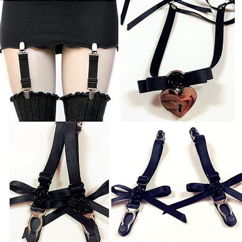 1 Lot 10 Pair Fashion Sexy Harajuku Garters Belt Handmade Punk Rock Metal Clip Elastic Leg