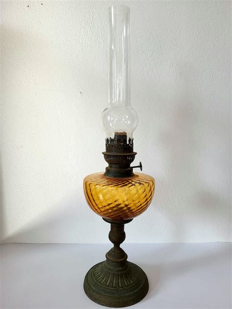 Vintage Brass Kerosene Lamp Antique Brass Kerosene Etsy