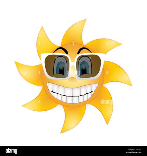 Cartoon Funny Sun Sunglasses Smile High Resolution Stock Photography