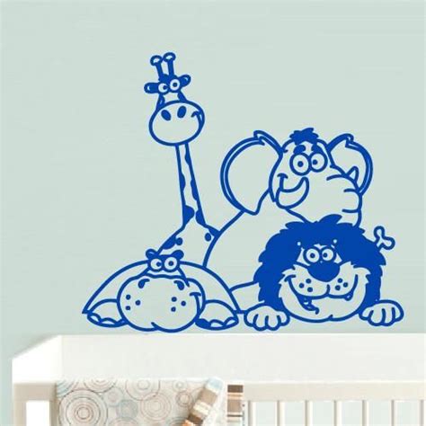 Wall Vinyl Decal Sticker Bedroom Decal Funny Nursery Cartoon Animals