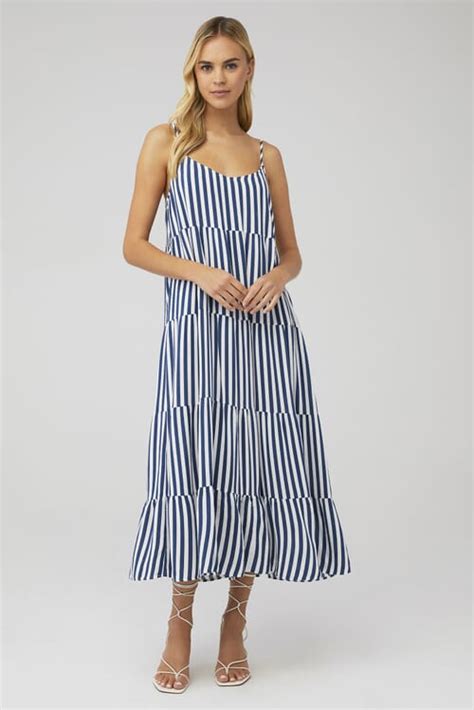 Show Me Your Mumu Caroline Maxi Dress In Ocean Stripe Fashionpass