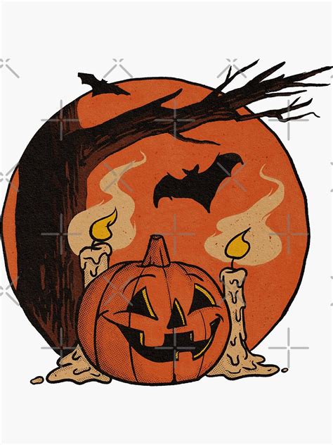 Vintage Pumpkin Scene Halloween Sticker For Sale By Spookyswag
