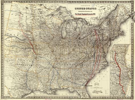 1883 Map Coltons Map Of The United States Showing The Route