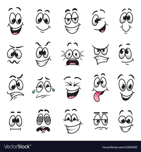Cartoon Faces Expressions Set Vector Image On Vectorstock Cartoon