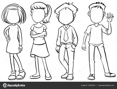 Personas sin rostro en blanco y negro Imagen Vectorial de © brgfx