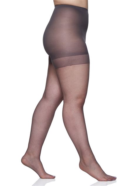 Berkshire Plus Size Queen Ultra Sheer Control Top Pantyhose Sandalfoot Stockings Off Black