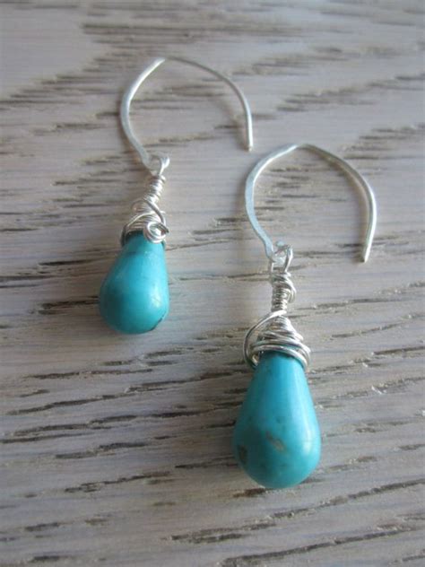 Turquoise Drop Earrings Handmade Silver Ear Wires Drop Etsy Canada