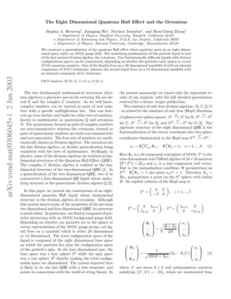 Pdf Eight Dimensional Quantum Hall Effect And “octonions”