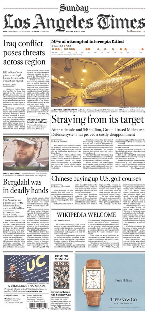 Los Angeles Times Sunday June 15 2014 Los Angeles Times