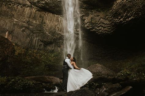 Epic Waterfall Elopement At Latourell Falls Lauren Zavaletta Photography