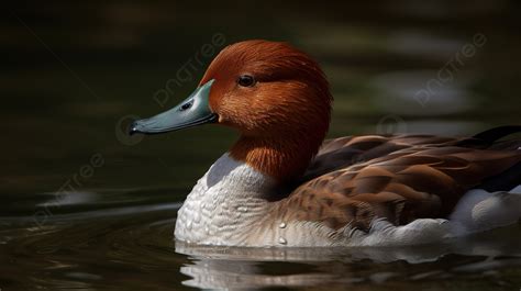 Brown Beak Duck Floating On The Water With Brown Rosy Beak Background