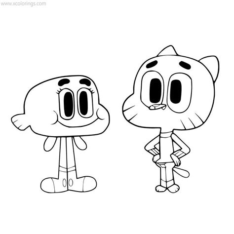 The Amazing World Of Gumball Coloring Pages Gumball And Darwin