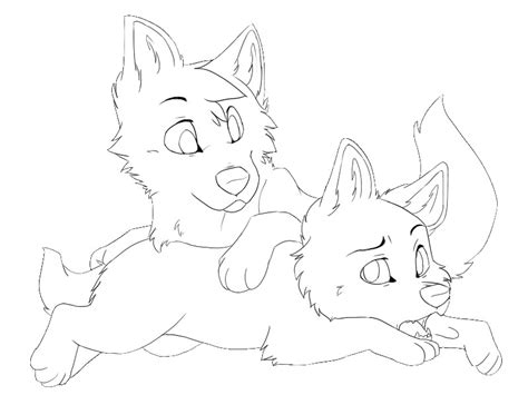 Wolf Pups Lineart By Terryburr On Deviantart