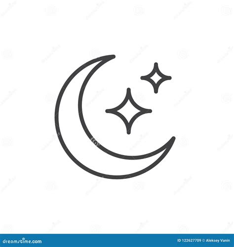 Moon And Stars Outline Icon Stock Vector Illustration Of Astronomy