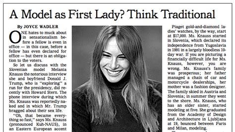 1999 Melania Trump Lists Her Model First Ladies The New York Times