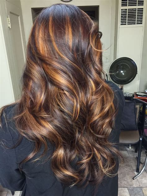 Black hair with caramel highlights. Dark brown violet with melted caramel highlights # ...