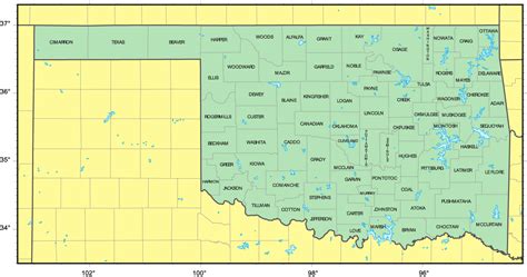 Oklahoma Map Showing Counties Interactive Map