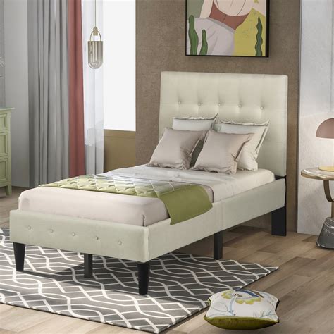 Curtis grey queen upholstered platform bed frame maybe you're not into extra frills when it maybe you're not into extra frills when it comes to your bedroom. Upholstered Platform Bed With Wooden Slat Support And Tufted Headboard And Footboard (Twin ...