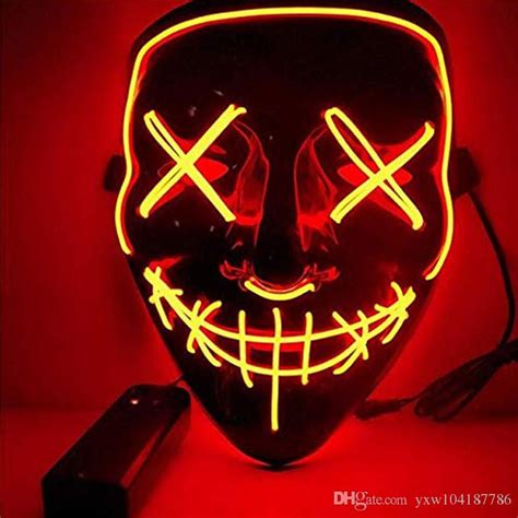 Cheap Scary Halloween Mask Led Light Up Mask Cosplay Glowing In The