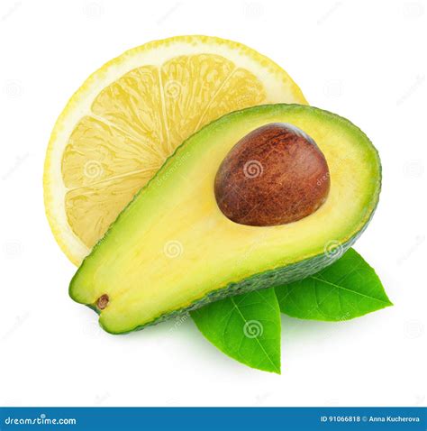 Isolated Avocado And Lemon Stock Photo Image Of Quarter 91066818