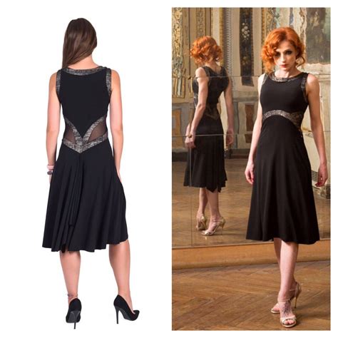 Capri Argentine Tango Dress In Black Jersey Bronze Lame And Etsy Tango Dress Dresses