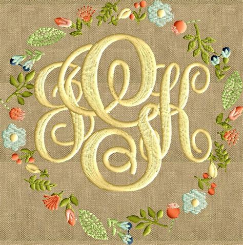 Floral Font Frame Monogram Embroidery Design Font Not Etsy