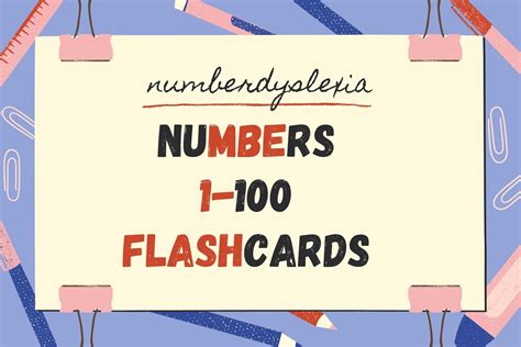 Free Printable Number Flashcards 1 100 With Words Pdf Number Dyslexia