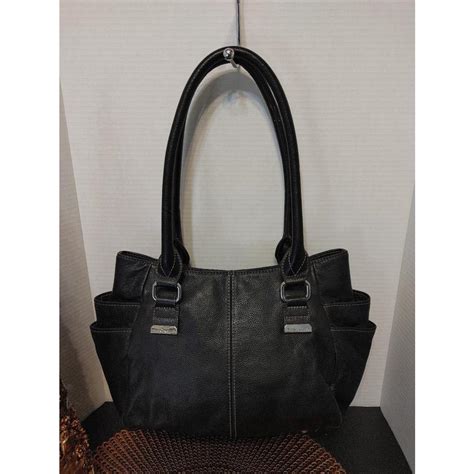 Tignanello Black Leather Shoulder Bag With Silver Depop