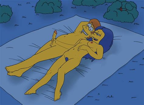Rule 34 Breasts Color Female Handjob Homer Simpson Human Lying Male Marge Simpson Nipples Nude