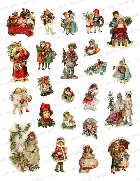 Vintage Christmas Printable Stickers Christmas Die Cut Etsy