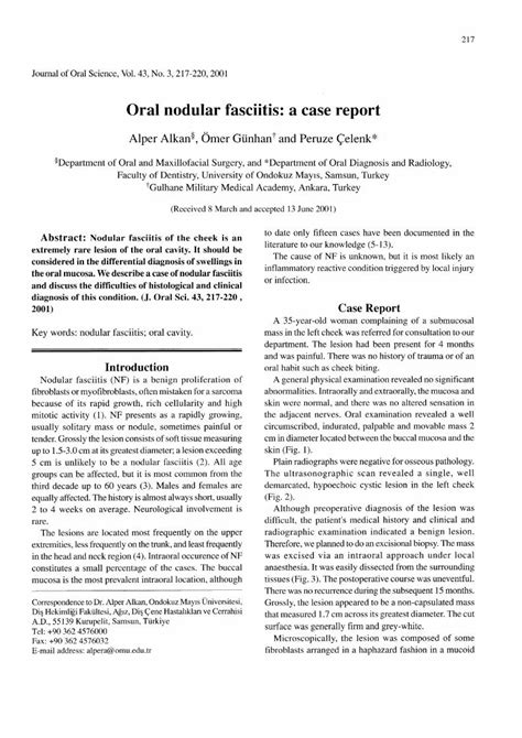 Pdf Oral Nodular Fasciitis A Case Report Dokumentips