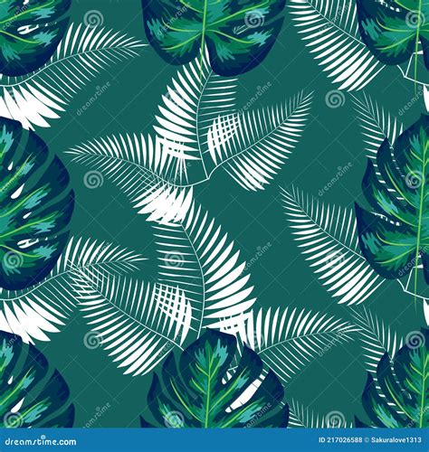 Tropical Leaf Design Featuring Navy Palm And Blue Monstera Plant Leaves