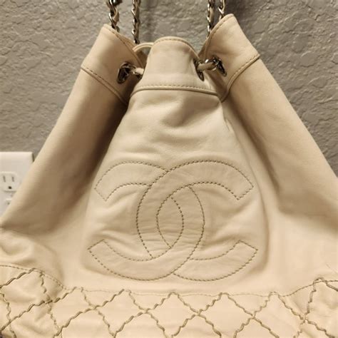 Chanel Bags Chanel Surpique Drawstring Bucket Bag Poshmark