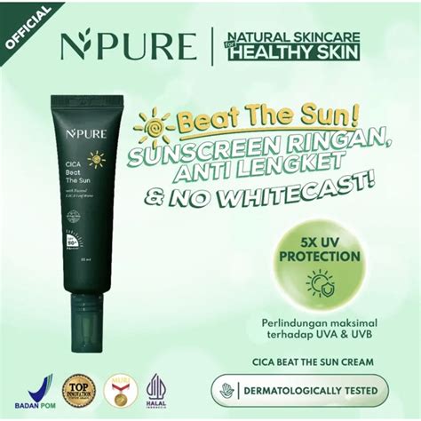 jual npure cica beat the sun sunscreen spf 50 original 100 shopee indonesia