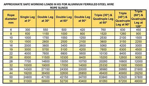 wire rope capacity chart pdf