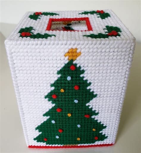 Christmas Tree Plastic Canvas Tissue Box Cover Etsy In 2020 Plastic