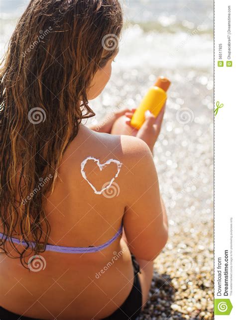 Woman Having Sun Bathes With Sunscreen Spf Filtred Stock Image Image Of Skin Adult