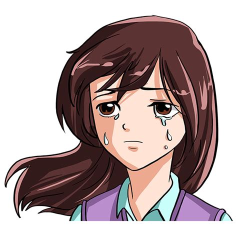 How To Draw Sad Anime Face Sad Anime Girl Drawing Easy Hd Png Images