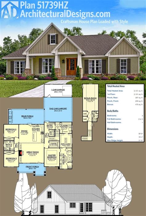 Browse this special collection of floor plans or refine your plan search. Plan 51739HZ: Craftsman House Plan Loaded with Style ...