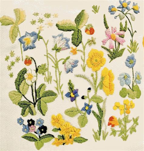 Pdf Vintage Crewel Embroidery Pattern Field Flowers Woodland