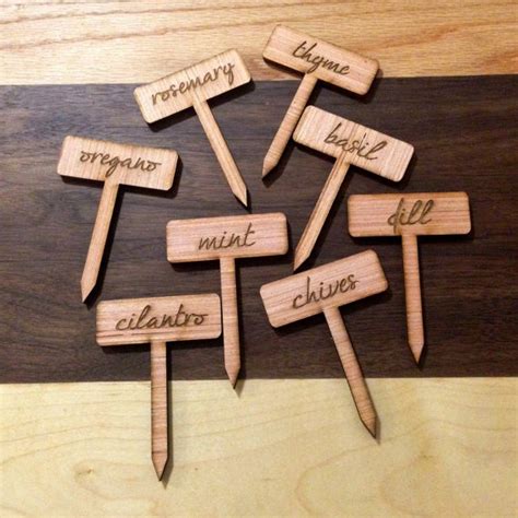 Custom Etched Wood Herb Garden Plant Markers Set Of By Milenine 12