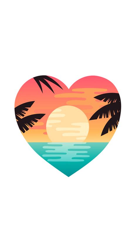 Beach Sunset Heart Sticker Beach Sunset Sunset Travel Stickers