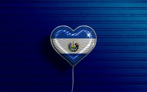 Download Wallpapers I Love El Salvador 4k Realistic Balloons Blue Wooden Background North