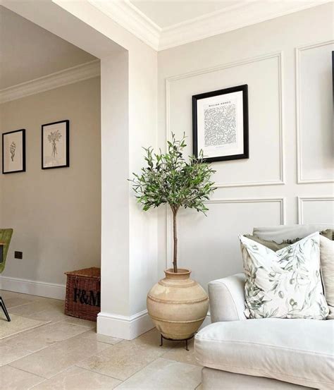 Neutral Living Room Painted In Ammonite By Farrow And Ball Farrow And