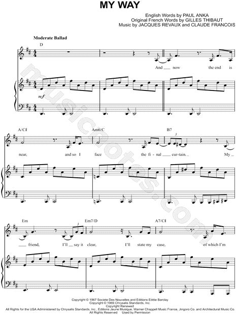 There's something wrong with the world today i don't know what it is (who's. Frank Sinatra "My Way" Sheet Music in D Major ...