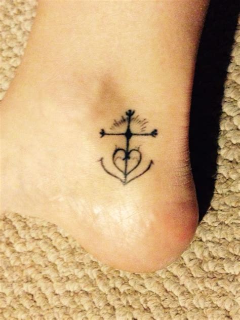 Faith Love And Hope Ankle Tattoo Cross Heart Anchor Tattoos