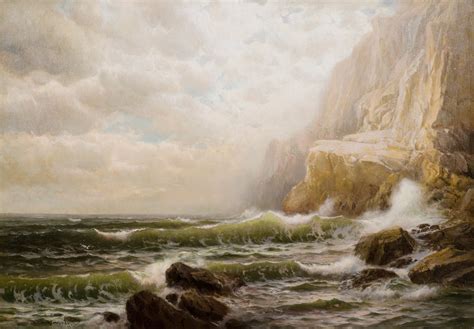 Cornish Coast William Trost Richards Oil On Canvas 28 18 X 40 18