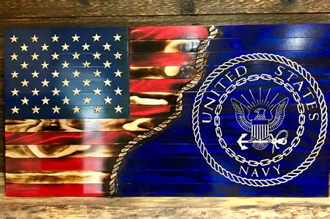 Rustic American Flag Wooden Military Branch Of Service Army Etsy