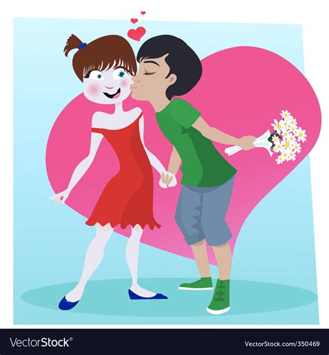 Cute Kissing Couple Royalty Free Vector Image Vectorstock