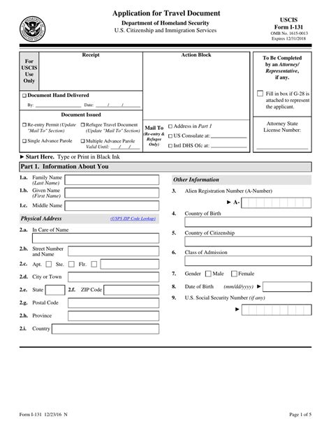 Fillable Form I 131 Printable Forms Free Online